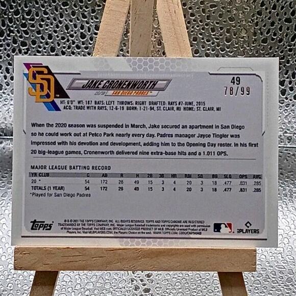 2021 Topps Chrome BEN BALLER #49 Jake Croneworth Green Refractor Serial #ed... - Picture 4 of 5